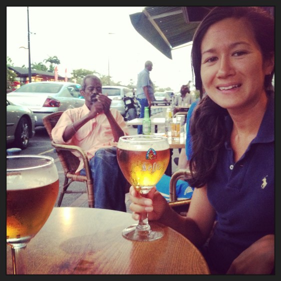 En välförtjänt öl när vi kom tillbaks till Forte de France