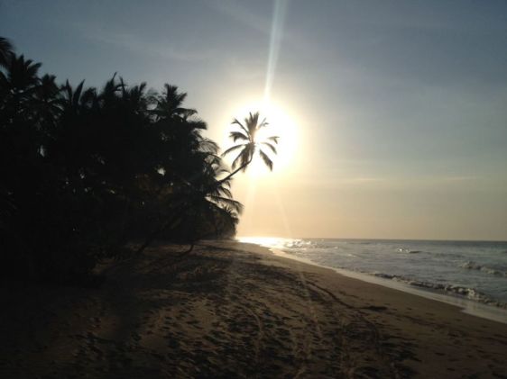 Playa Coson i solnedgången