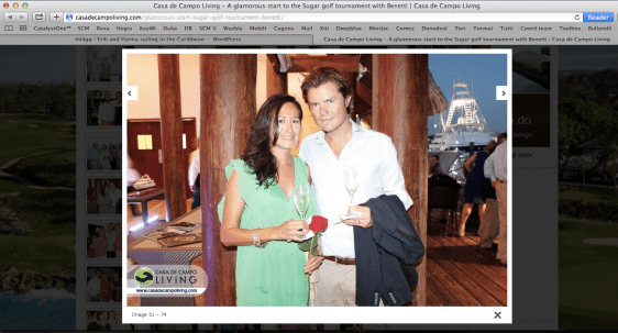 Erik och Hanna poserar i Dominikansk skvallerpress - som plåster på såren för allt strul bjöd Mauro oss på italienskt superyacht cocktail mingel (vi gick all in...prosecco...snittar...rödvin...mer snittar)